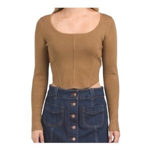 HOUSE OF HARLOW 1960 black  Long Sleeve Crop Knit Corset Top Sz L